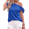 image:imageBTFBM 2026 Off The Shoulder Tops for Women Summer Shirts Short Sleeve Satin Blouses Silk Going Out Top Beach VacationRoyal Blue