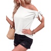 image:imageBTFBM 2026 Off The Shoulder Tops for Women Summer Shirts Short Sleeve Satin Blouses Silk Going Out Top Beach VacationWhite