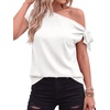 image:imageBTFBM 2026 Off The Shoulder Tops for Women Summer Shirts Short Sleeve Satin Blouses Silk Going Out Top Beach VacationWhite