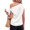 image:imageBTFBM 2026 Off The Shoulder Tops for Women Summer Shirts Short Sleeve Satin Blouses Silk Going Out Top Beach VacationWhite
