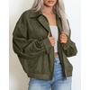 image:imageBTFBM Faux Suede Jacket Women Oversized Long Sleeve Bomber CoatsArmy Green