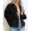 image:imageBTFBM Faux Suede Jacket Women Oversized Long Sleeve Bomber CoatsBlack