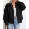 image:imageBTFBM Faux Suede Jacket Women Oversized Long Sleeve Bomber CoatsBlack