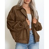 image:imageBTFBM Faux Suede Jacket Women Oversized Long Sleeve Bomber CoatsBrown