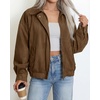 image:imageBTFBM Faux Suede Jacket Women Oversized Long Sleeve Bomber CoatsBrown