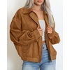 image:imageBTFBM Faux Suede Jacket Women Oversized Long Sleeve Bomber CoatsCamel