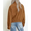 image:imageBTFBM Faux Suede Jacket Women Oversized Long Sleeve Bomber CoatsCamel