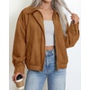 image:imageBTFBM Faux Suede Jacket Women Oversized Long Sleeve Bomber CoatsCamel