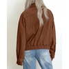 image:imageBTFBM Faux Suede Jacket Women Oversized Long Sleeve Bomber CoatsCoffee