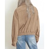 image:imageBTFBM Faux Suede Jacket Women Oversized Long Sleeve Bomber CoatsLight Khaki