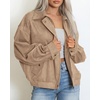 image:imageBTFBM Faux Suede Jacket Women Oversized Long Sleeve Bomber CoatsLight Khaki