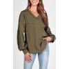 image:imageBTFBM Long Sleeve Shirts for Women 2026 Fall TopsSolid Army Green