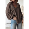 image:imageBTFBM Long Sleeve Shirts for Women 2026 Fall TopsSolid Brown