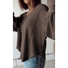 image:imageBTFBM Long Sleeve Shirts for Women 2026 Fall TopsSolid Brown