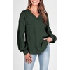image:imageBTFBM Long Sleeve Shirts for Women 2026 Fall TopsSolid Dark Army Green
