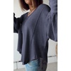 image:imageBTFBM Long Sleeve Shirts for Women 2026 Fall TopsSolid Dark Grey Blue