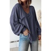 image:imageBTFBM Long Sleeve Shirts for Women 2026 Fall TopsSolid Dark Grey Blue