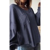 image:imageBTFBM Long Sleeve Shirts for Women 2026 Fall TopsSolid Dark Grey Blue