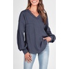 image:imageBTFBM Long Sleeve Shirts for Women 2026 Fall TopsSolid Dark Grey Blue