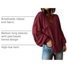 image:imageBTFBM Long Sleeve Shirts for Women 2026 Fall TopsSolid Wine Red