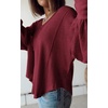 image:imageBTFBM Long Sleeve Shirts for Women 2026 Fall TopsSolid Wine Red