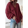 image:imageBTFBM Long Sleeve Shirts for Women 2026 Fall TopsSolid Wine Red