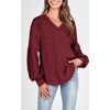 image:imageBTFBM Long Sleeve Shirts for Women 2026 Fall TopsSolid Wine Red