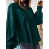 image:imageBTFBM Long Sleeve Shirts for Women 2026 Fall TopsTurndown Dark Green