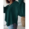 image:imageBTFBM Long Sleeve Shirts for Women 2026 Fall TopsTurndown Dark Green