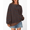 image:imageBTFBM Oversized Sweatshirt For Women 2026 FallBrown Navy
