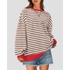 image:imageBTFBM Oversized Sweatshirt For Women 2026 FallBrown White
