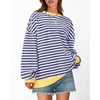 image:imageBTFBM Oversized Sweatshirt For Women 2026 FallDark Blue White