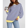image:imageBTFBM Oversized Sweatshirt For Women 2026 FallDark Blue White
