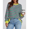 image:imageBTFBM Oversized Sweatshirt For Women 2026 FallPink Green