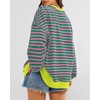 image:imageBTFBM Oversized Sweatshirt For Women 2026 FallPink Green