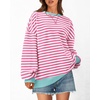 image:imageBTFBM Oversized Sweatshirt For Women 2026 FallPink White