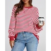 image:imageBTFBM Oversized Sweatshirt For Women 2026 FallRed White