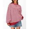 image:imageBTFBM Oversized Sweatshirt For Women 2026 FallRed White