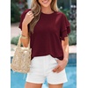 image:imageBTFBM Ruffle Sleeve Summer Tops for Women 2026Burgundy