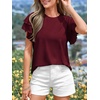 image:imageBTFBM Ruffle Sleeve Summer Tops for Women 2026Burgundy