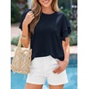 image:imageBTFBM Ruffle Sleeve Summer Tops for Women 2026Navy Blue