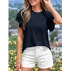 image:imageBTFBM Ruffle Sleeve Summer Tops for Women 2026Navy Blue