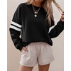 image:imageBTFBM Varsity Striped Sweatshirt Womens Long Sleeve TopsBlack