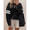 image:imageBTFBM Varsity Striped Sweatshirt Womens Long Sleeve TopsBlack