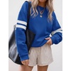 image:imageBTFBM Varsity Striped Sweatshirt Womens Long Sleeve TopsBlue