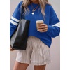 image:imageBTFBM Varsity Striped Sweatshirt Womens Long Sleeve TopsBlue