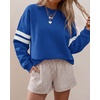 image:imageBTFBM Varsity Striped Sweatshirt Womens Long Sleeve TopsBlue