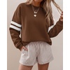 image:imageBTFBM Varsity Striped Sweatshirt Womens Long Sleeve TopsBrown