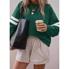 image:imageBTFBM Varsity Striped Sweatshirt Womens Long Sleeve TopsGreen