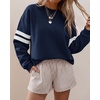 image:imageBTFBM Varsity Striped Sweatshirt Womens Long Sleeve TopsNavy Blue